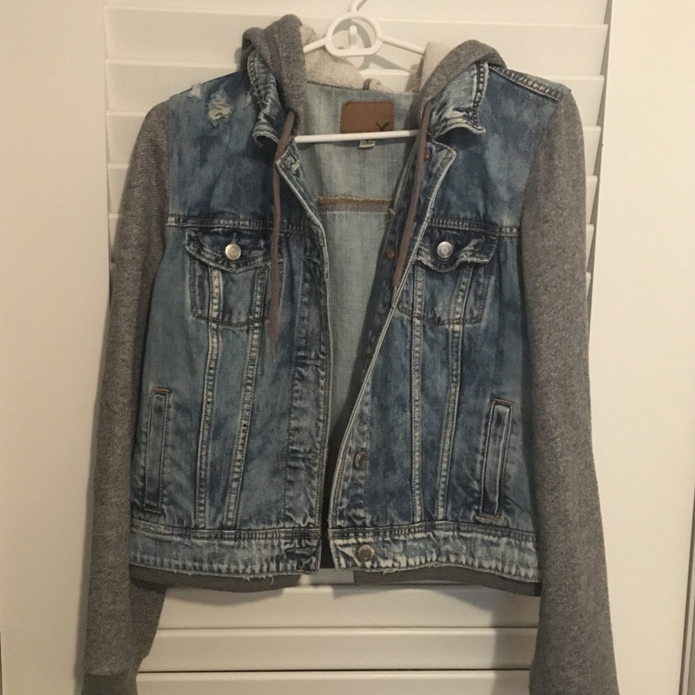 American Eagle hooded jean jacket